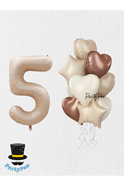 PartyPoo مجموعة بالونات أرقام كريمية مكونة من 4 قطع |   زينة حفلات أعياد المي...
