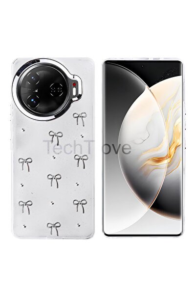 TechTrove Tecno Camon 30 Pro 5G Kılıf Kabartmalı Desenli Simli Şeffaf A+ Kalite Kapak