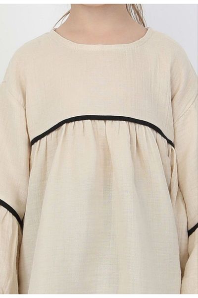 Emilakids Girl's Muslin Fabric Suit with Tie Detail on the Back