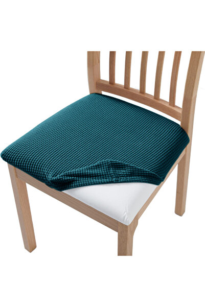 Choice Dark Cyan Stretch Jacquard Chair Seat Covers Chair Removable Washable ...