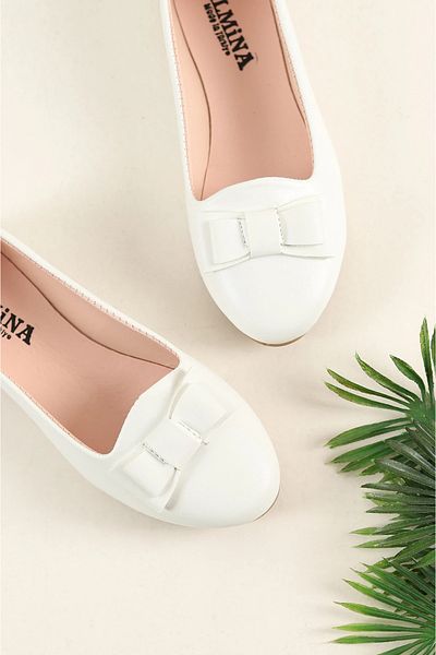 ALMİNA Shoes Girl's Bow Tie Detailed White Ballerinas