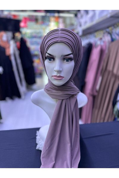 erasra class Ready-Made Shawl with Pleated Front Tie Mink Color