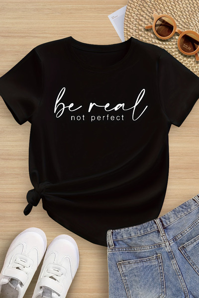 MYADA Tricou Premium Be Real Not Perfect imprimat Trend 23604