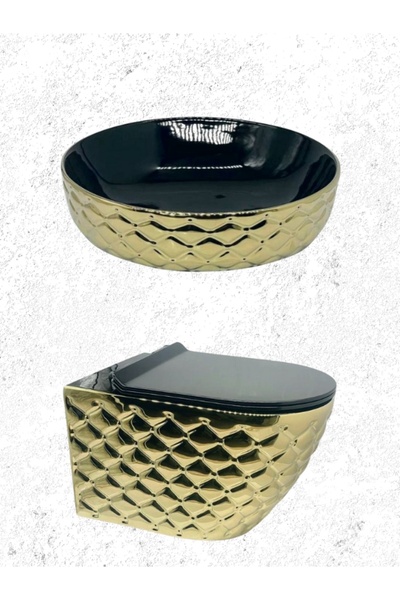 yediyapı Yedi Yapı Gold-Siyah Çanak Lavabo + Klozet