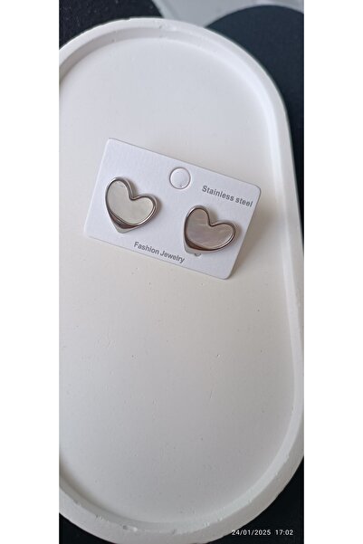 ARİ TAKI Heart Mother of Pearl Steel Earrings