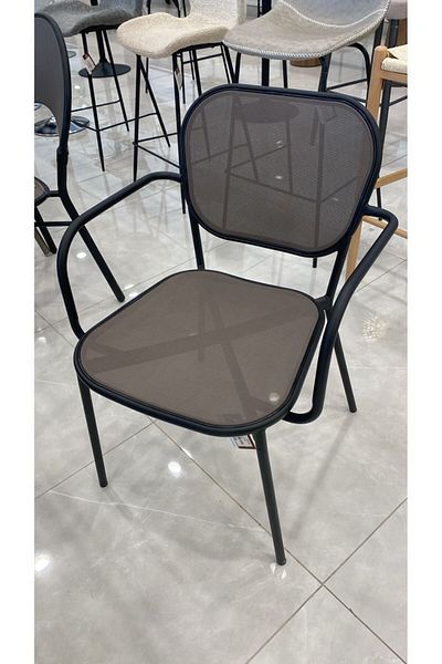 MARIA HOMES 1 PCS Black Mesh Dining Chair with Armrests Modern Design