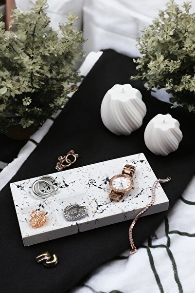 LUMİNA Mermer Desenli 4 Bölmeli Takı Tabağı - 10x20 cm