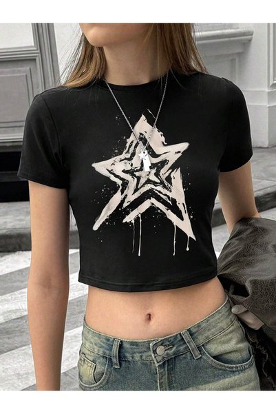 EVIus Ženska majica Star Štampano Skraćeni kroj