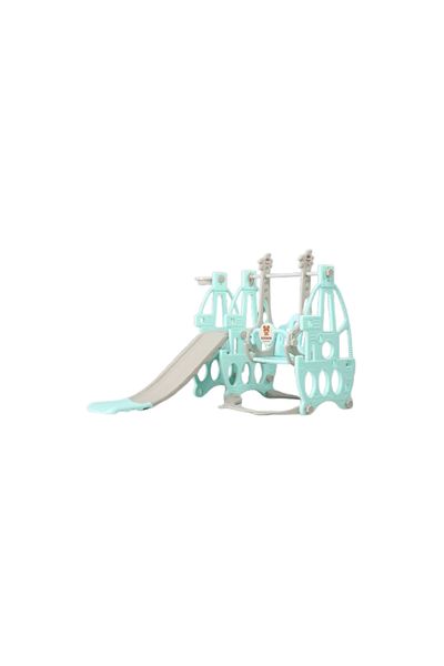 KIKIBEBE Slide for 1-6 years old baby, 3 in 1 Multi funtion baby slide & swing for family-Mint Green