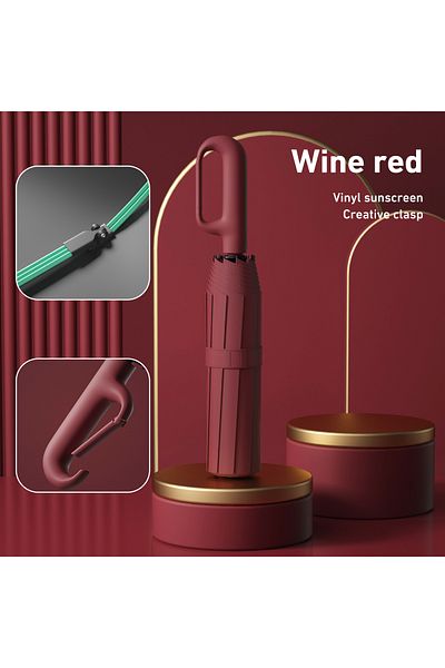 Choice Metal-fiber Composite 10k 32lvxianakjiuhong 1 Handle Fully Automatic Folding Umbrella With Buckle, E