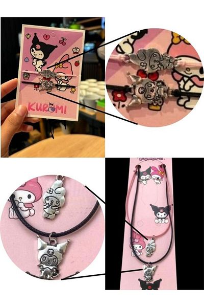 VerdeHome Kuromi Themed Necklace and Bracelet Set Friend and Lover Necklace Bracelet Set, Mother's Day Gift