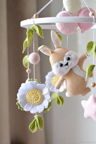 FN Keçe Bebek Dönencesi Doğal, Temalı ve Kişiye Özel Tasarım Beşik Üstü Oyuncak Yeni Doğan Hediyesi