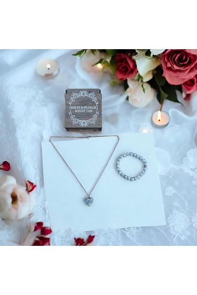 Mithril Club Natural Howlite Stone Bracelet and Necklace Set