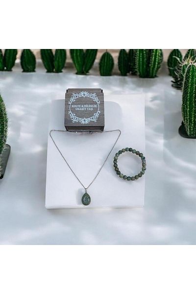 Mithril Club Natural Unakite Stone Bracelet and Necklace Set