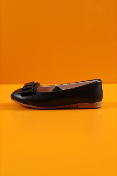 ALMİNA Shoes Girl's Bow Tie Detailed Black Ballerinas