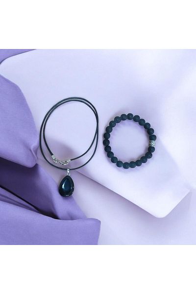 Mithril Club Natural Onix Stone Bracelet and Necklace Set