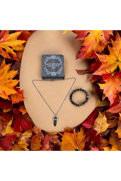 Mithril Club Natural Tiger Eye Bracelet and Necklace Set