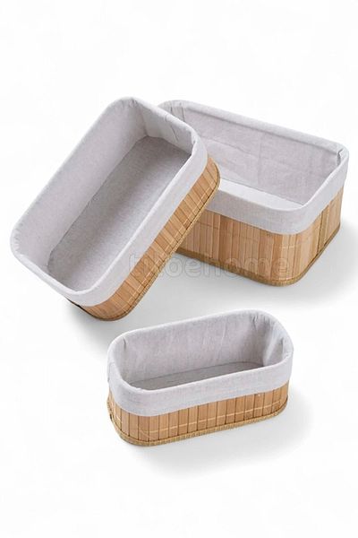 Tilbe Home 3-Piece Bamboo Bread Basket Decorative Home Organizer Organizer Multi-Purpose Bamboo Wicker Basket