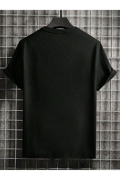 VBSVİBES Paris Romantic City Printed Single Jersey Black T-Shirt - Oversize Crew Neck T-Shirt