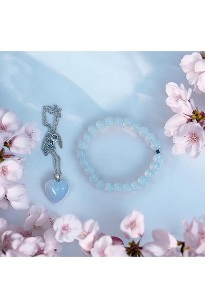 Mithril Club Natural Moonstone Bracelet and Necklace Set