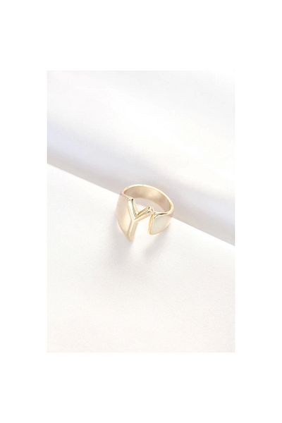 Marsilyan Gold Color Adjustable Ring with Letter Y - Tj-Byk3151