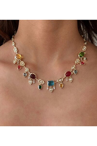 h&b design jewel Renkli Taşlı Kolye