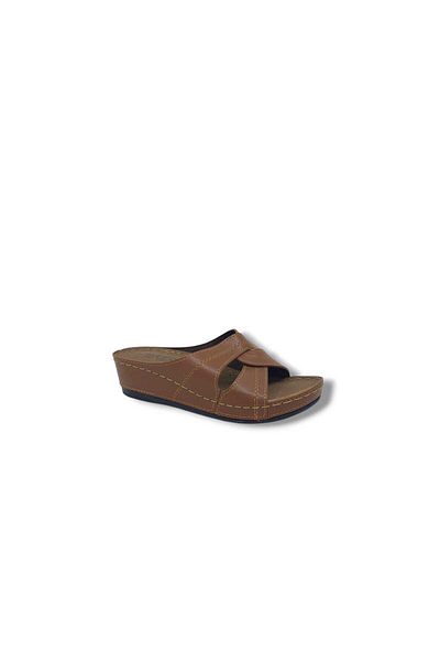 Zerhan 1854 Women's Tan Daily Use Wedge Heel Slippers