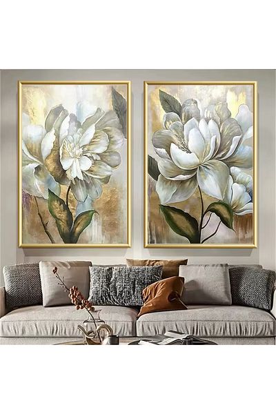Linacci Set of 2 Gold Metal Framed Gray Flower Real Glass Table