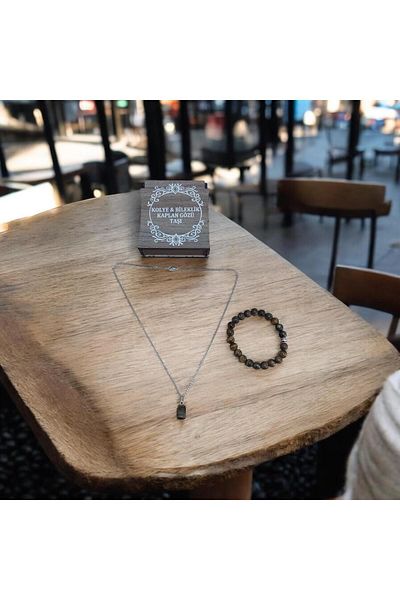 Mithril Club Natural Tiger Eye Bracelet and Necklace Set