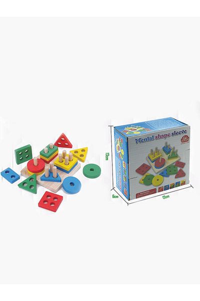 TİME Wooden Geometric Shape Toy Set 4-Peg Educational Board
