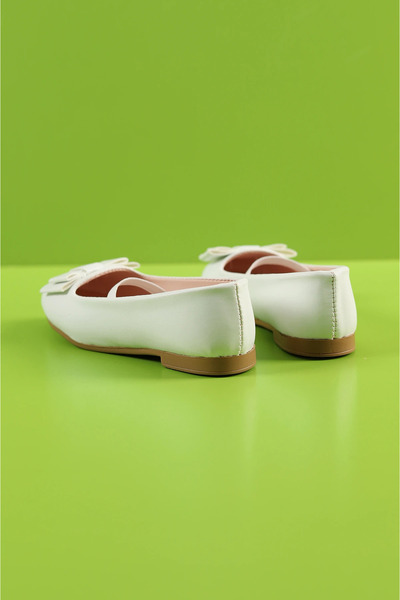 ALMİNA Παπούτσια Κοριτσίστικο παπιγιόν Λεπτομερείς λευκές μπαλαρίνες