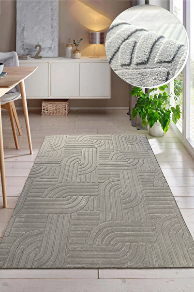 PINKIE HOME Γκρι μαλακό βελούδινο χαλί με ανάγλυφο σχέδιο, χαλί σαλονιού, χαλί κρεβατοκάμαρας, χαλί δαπέδου, χαλί κουζίνας