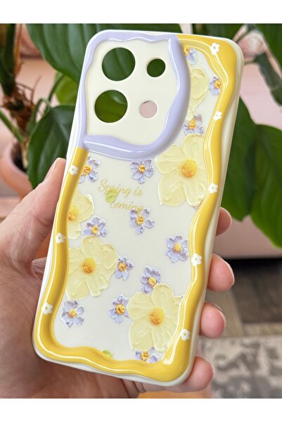 Fibaks Vivo Y36 Case Designed Patterned Camera Protection Daisy Flower Colored Silicone Cover