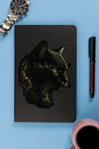 inkglo Laky Cat Figured Striped Notebook 13X21 96 Sheets Daily Note Agenda for School and Office