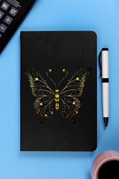 inkglo Caiet cu copertă rigidă cu dungi cu fluture lacuit 13x21 96 coli Agenda zilnică pentru notițe Birou școlar