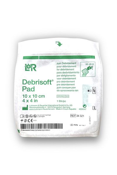 Lohmann & Rauscher وسادة Debrisoft ميكانيكية (جروح) Debridman 10 × 10 سم - المرجع 34321 - قطعة واحدة
