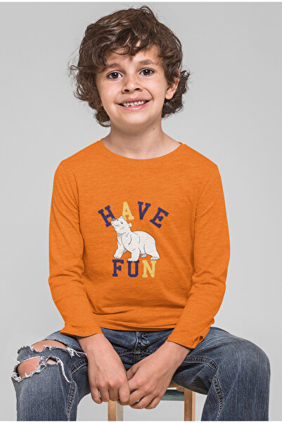 Bubuga Erkek Çocuk Uzun Kollu %100 Pamuk Polar Ayı Baskılı Tişört - HAVE FUN ...