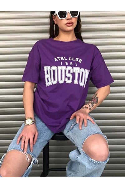 KOZİA OUTDOORS malkoçbey houston baskılı oversize unisex basic t-şihirt