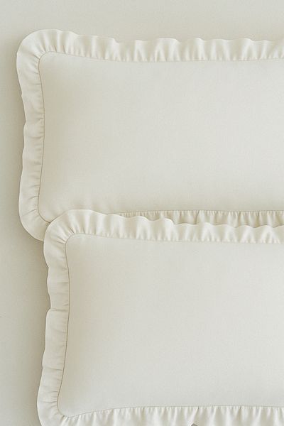 Uckan 100% Cotton 2 Piece Ecru Frilly Pillow Case 50X70