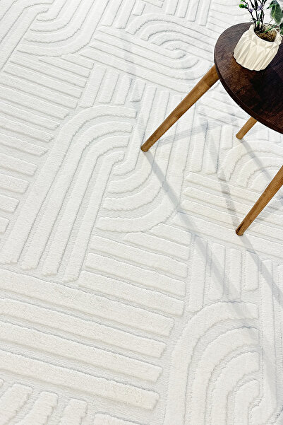 PINKIE HOME Λευκό μαλακό βελούδινο χαλί με ανάγλυφο σχέδιο, χαλί σαλονιού, χαλί κρεβατοκάμαρας, χαλί δαπέδου, χαλί κουζίνας