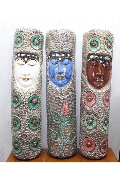 Ayder Timya Wooden Wall Hanging Buddha Mask 1.Meter