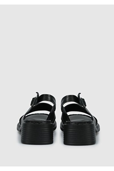 Eclipse Чорні шкіряні жіночі босоніжки на підборах