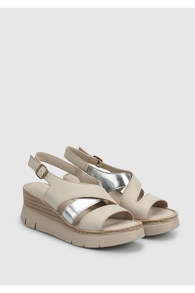Eclipse Ecru Leather Women's Heeled Sandals