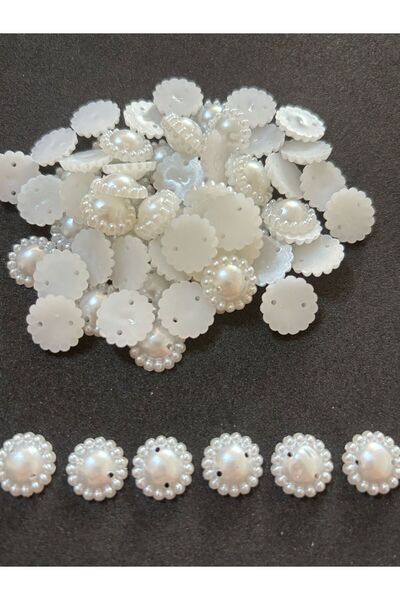 BEİLYS COSMETİCS & ACCESSORY موديل جونيش لؤلؤة بيضاء مثقبة 15 ملم. (100 قطعة) ب:33