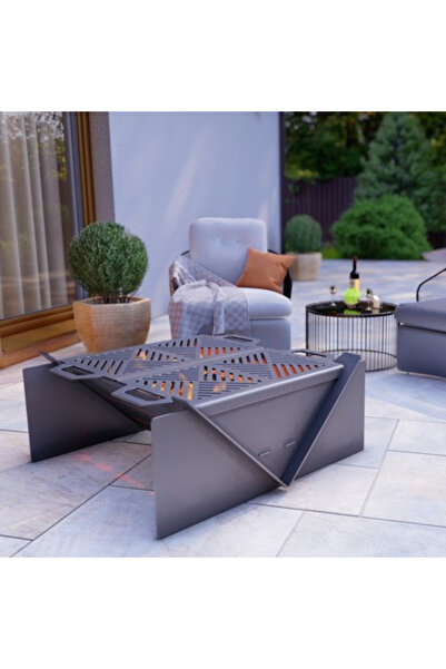 ARVALLI Kare Portatif Ateş Çukuru çift Izgaralı Bahçeniz için Dekoratif