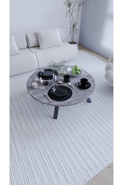 moka park avm Kozam Orta Yuvarlak Katlanabilir Ayaklı Gri Yer Sofrası 90 Cm Ç...