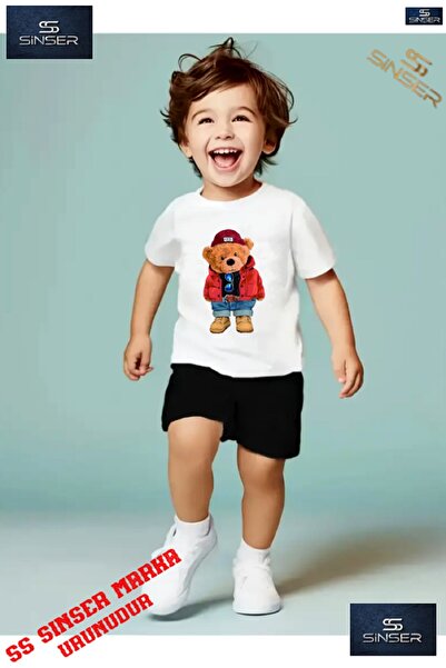 SS SİNSER Tricou cu guler rotund cu imprimeu special și pantaloni scurți pent...