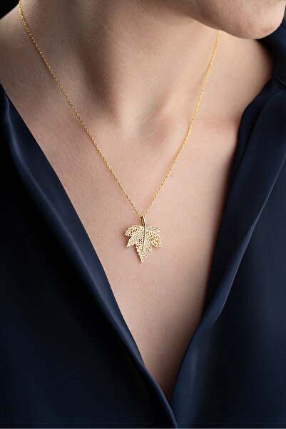 Silvano Jewelry 925 Ayar Çınar Yaprağı Kolye