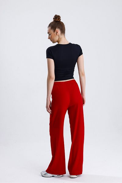 FV Bürümcük Fabric Wide Leg Women's Elastic Waist Palazzo Trousers