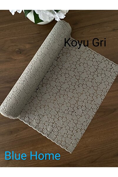 Blue Home Dantel Pvc Buz Dolabı Ayakkabılık Raf Dolap Çekmece Örtü / Eni :50 cm x 5 Mt RENK GRİ GÜL07